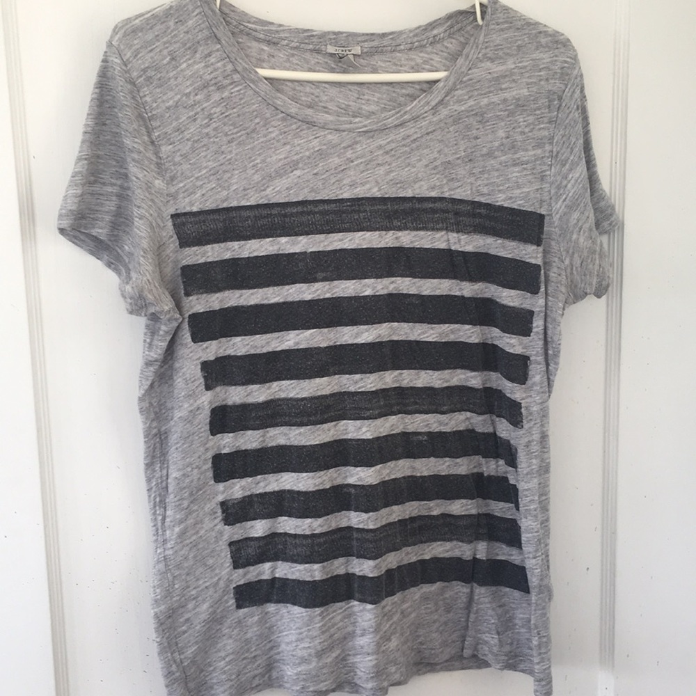 J Crew grey with black stripes t-shirt medium